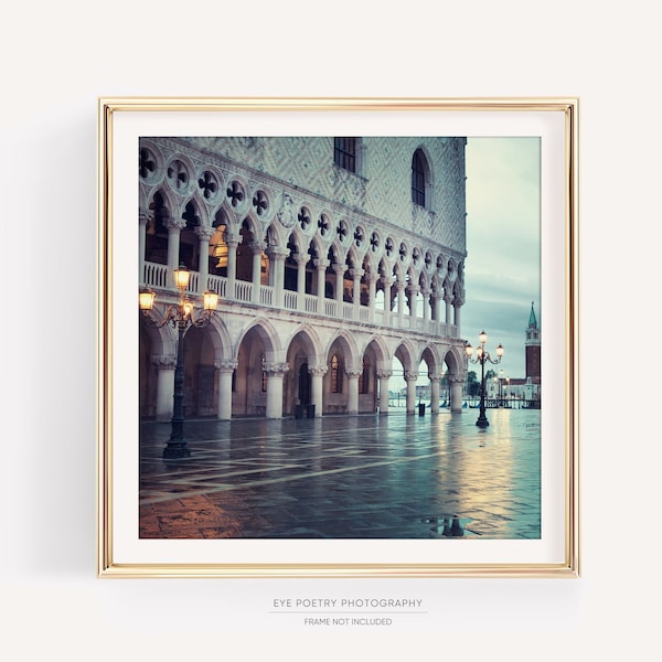 Plaza de San Marcos, Fotografía de Venecia, Impresión de Italia, Arte de la arquitectura de Venecia, Fotografía de viajes, Decoración de la pared italiana, "Hora Azul"