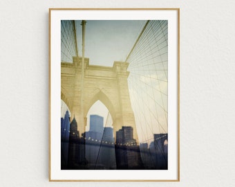 Brooklyn Bridge Art Print, New York Photography, NYC Skyline, Fine Art Photography, 8x10 Print "Truly, Madly, Manhattan"