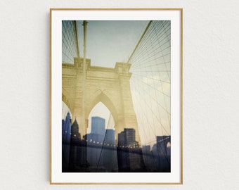 Brooklyn Bridge Art Print, New York Photography, NYC Skyline, Fine Art Photography, 8x10 Print "Truly, Madly, Manhattan"