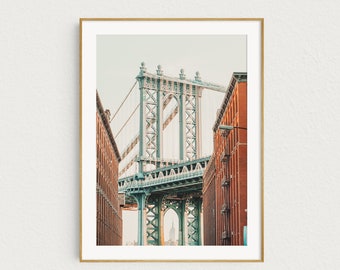 New York City Print, Manhattan Bridge view from Brooklyn, City Architecture, New York Photography, Wall Art