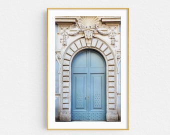 Rome Photography Print, Rome Print, Large Wall Art, Living Room Wall Decor, Architecture, Vertical Blue Door Print, Fine Art Photography
