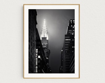 Chrysler Building at Night, Black and White New York Print, NYC Photography, 8x10 11x14 Print