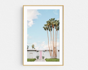 Palm Springs Art, House with Pink Door, Mid Century Modern, Art Print, Wall Art, California Travel Photography Print