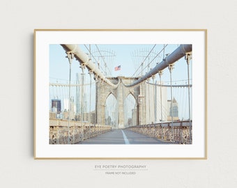 New York Print, Brooklyn Bridge Photograph, Horizontal NYC Wall Art, New York City Art, Travel Photography Print