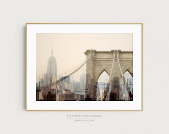 Brooklyn Bridge, New York City Photography, Modern New York Print, NYC Wall Art, Pink Wall Decor, Wanderlust, 8x10 Travel Photography Print