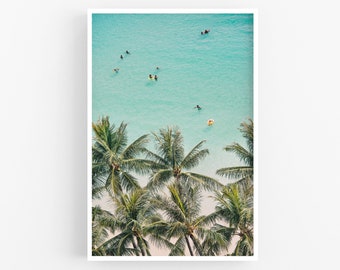 Aerial Beach Photography, Hawaii Beach Print, Blue Wall Art, Vertical, Ocean Photography Print, Beach Decor, Large Wall Art