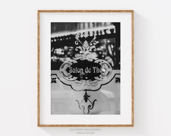 Paris Cafe Print, Paris France Photography Print, Black and White Prints, French Kitchen Wall Art Decor, Tea and Coffee