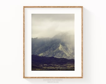 Kauai Hawaii Mountain Print, Landscape Photography, Hanalei Valley Fog, Nature, Fine Art Photography, "Mountain Time"