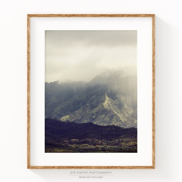 Kauai Hawaii Mountain Print, Landscape Photography, Hanalei Valley Fog, Nature, Fine Art Photography, "Mountain Time"