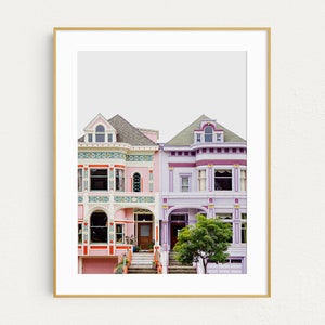 San Francisco Print, Painted Ladies, Victorian Houses Photo, Architecture Photography, Art Print, Wall Art, Pink Pastel Wall Decor