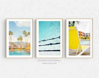 Palm Springs Photography Print Set, Mid Century Modern Wall Art, Set of 3 Prints, Swimming Pool Decor, Large Wall Art Prints, Summer Art
