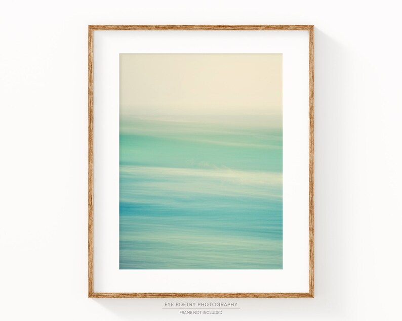 Abstract Ocean Waves, Abstract Wall Art Print, Watercolor, Bathroom Wall Decor, Modern Bathroom Wall Art, Ocean Art, Teal Wall Art Swish image 1