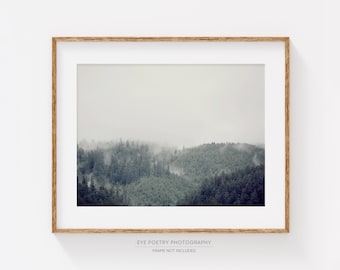 Foggy Mountain Art Print, Oregon Landscape Photography, Nature Photography Print, Large Wall Art, Wall Decor, Home Decor, Large Art