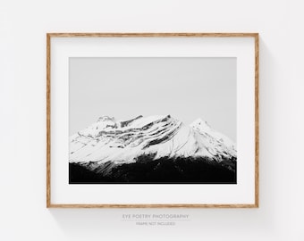 Winter Landscape Photography, Minimalist Wall Art Print, Mountain Print, Black and White, Nature Photography, Mountain Art, Nordic Print