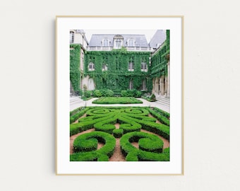 Paris Print, French Formal Garden Photograph, Green, Paris Art Print, Travel Photography, Wall Art, Giclee Print