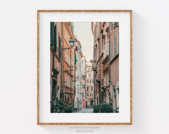 Rome Print, Italy Wall Art Print, Roman Narrow Street Photo, Travel Photography, Neutral Italian Wall Decor