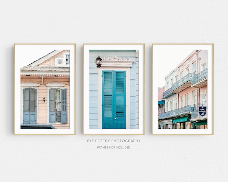 New Orleans Art, French Quarter Wall Art Prints, Set of 3 Prints, New Orleans Photography Prints, Fine Art Photography, Architecture Art image 1