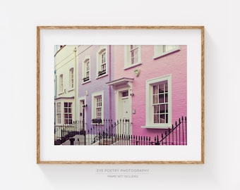 Chelsea Houses, London Photography, London Art Print, Pastel Wall Art, Travel Photography, Purple, Pink Wall Decor  "Chelsea Girls"