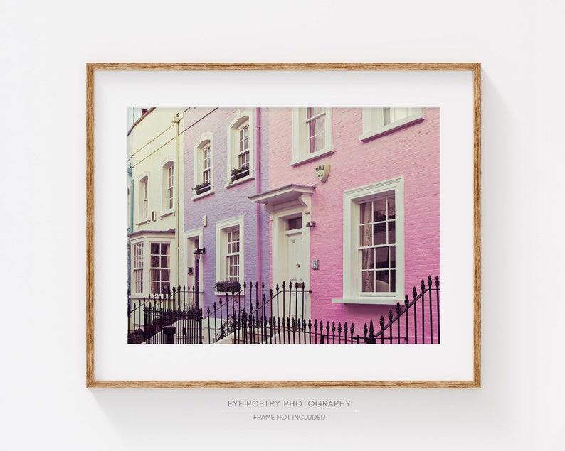 Chelsea Houses, London Photography, London Art Print, Pastel Wall Art, Travel Photography, Purple, Pink Wall Decor Chelsea Girls image 1