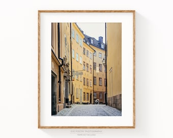 Stockholm Print, Gamla Stan Street Photograph, Scandinavian Print, Yellow Wall Art, Nordic Print, Hygge Wall Decor, Home Decor