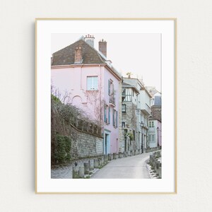 Paris Wall Art Print, Montmartre Street Photo, Pink Pastel Wall Art, Paris Decor, Travel Photography Print