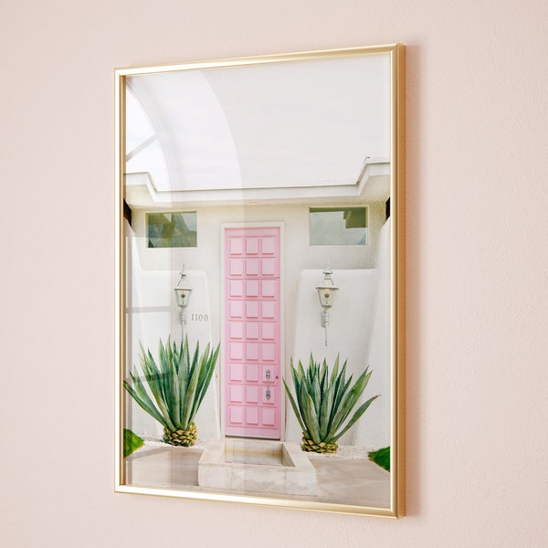 Palm Springs Print, Pink Door Photo, Mid Century Modern Decor, Wall Art, Gift for Her, Travel Photography Print, Vertical, Home Decor