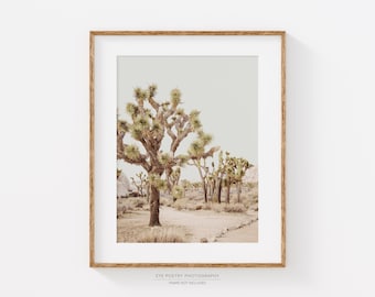 Joshua Tree Print in Muted Neutral Tones, Cactus Print, Desert Wall Art, Boho Decor, Landscape Photography