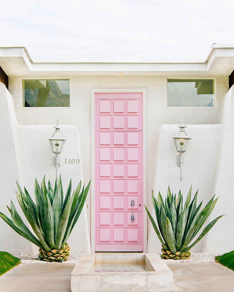 Palm Springs Print Pink Door Photo Mid Century Modern Decor Etsy