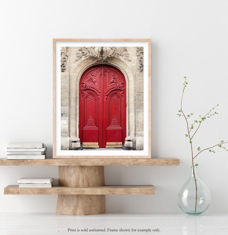Paris Print Red Door Photo Paris Wall Art Bedroom Art Etsy