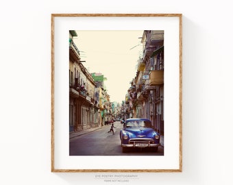 Cuba Photography, Cuba Wall Art, Central Havana Cuba, City Street Photography, Vintage Car, Travel Photography, Cuba Print - La Habana