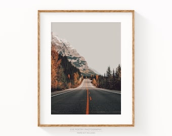 Rocky Mountain Landscape Print, Fine Art Road Photography, Autumn Nature Wall Art, Modern Rustic Wall Decor