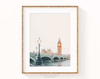 London Photography, Big Ben, River Thames Skyline, London Print, City Print, London Wall Art, British Travel Photography