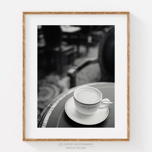 Chez Angelina Paris Cafe Print, Black and White Photography, Kitchen Wall Art, French Coffee Photo