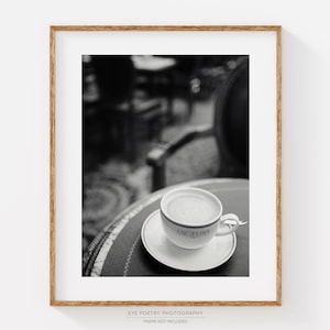 Chez Angelina Paris Cafe Print, Black and White Photography, Kitchen Wall Art, French Coffee Photo