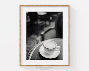 Chez Angelina Paris Cafe Print, Black and White Photography, Kitchen Wall Art, French Coffee Photo