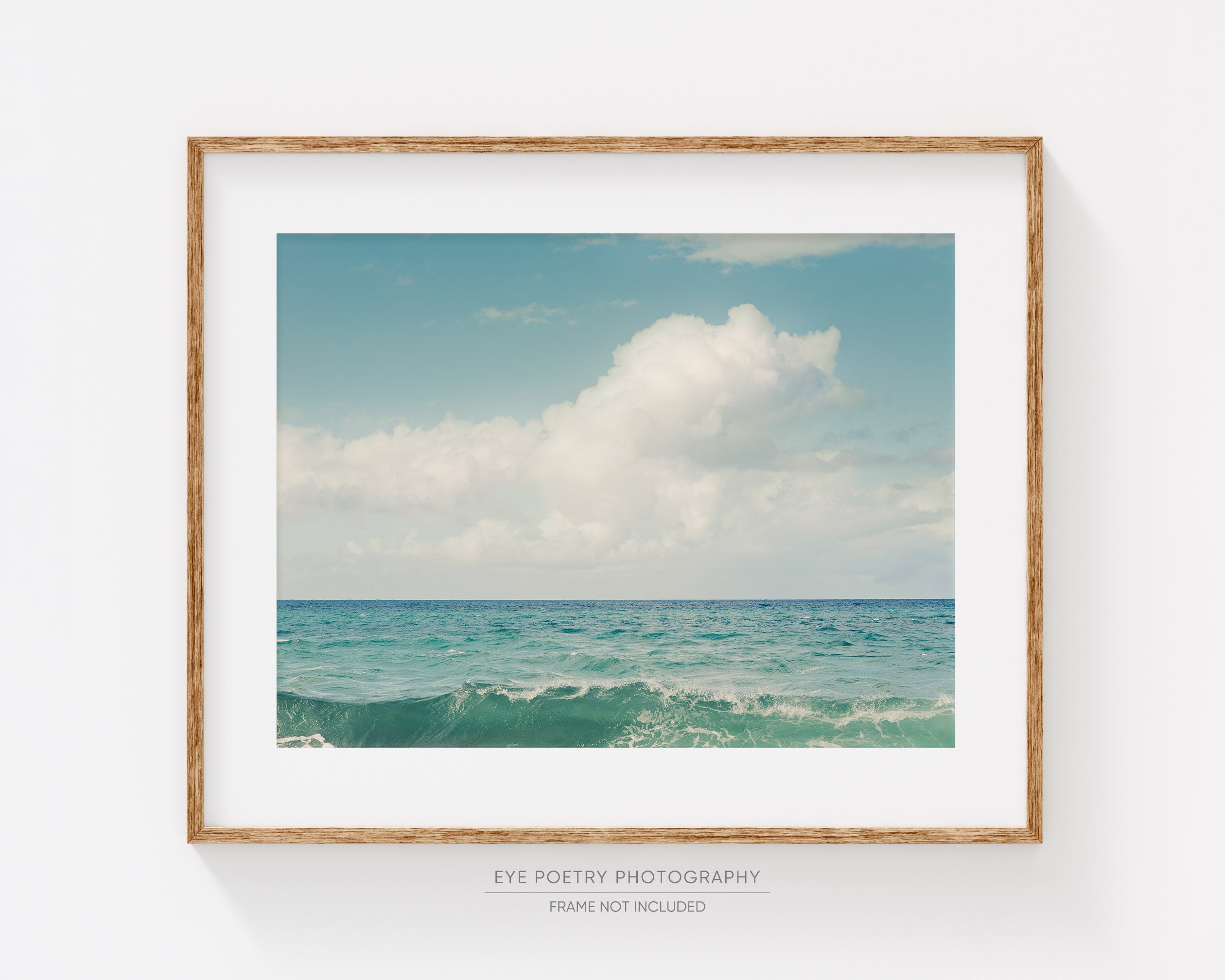Ocean Waves Photography Print, Coastal Wall Decor Over the Bed