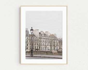 Paris Decor, Seine View, Printed Paris Wall Art, Travel Photography Print, Neutral Wall Art, Beige, Gray Home Decor