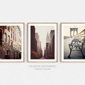 New York City Prints Set, New York Wall Art, Set of 3 Prints, NYC Photography Prints, Chrysler Building, Brooklyn Bridge, Gallery Wall