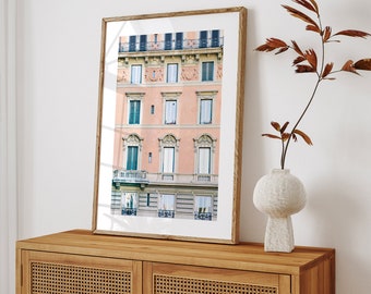 Rome Print, Italy Wall Art, Windows Photo, Blush Pink Architecture Art, Travel Photography