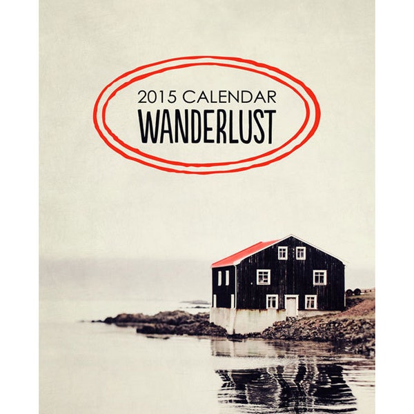 25% OFF SALE - 2015 Calendar, Wanderlust, desk calendar, travel photography, loose leaf calendar, office decor, photo calendar