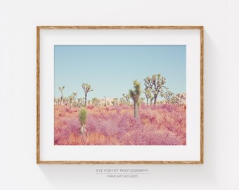 Pastel Joshua Tree Print, Desert Print, Landscape Photography, Boho Decor, Cactus Print, Blue, Pink, Nursery Wall Art, Kids Room Art