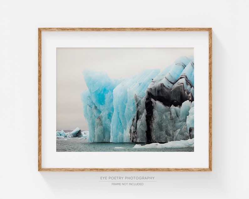 Iceland Photograph, Iceberg in Glacier Lagoon, Icelandic Nature, Blue Art, Large Wall Art, Winter, Landscape Photography Print image 1