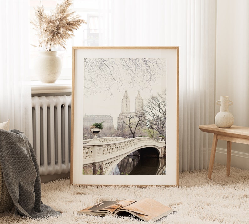 Bow Bridge in Central Park Photo, New York Print, Travel Photography, Neutral NYC Wall Art, City Art Print image 5