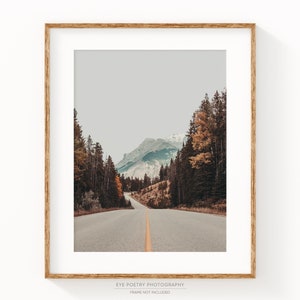 Mountain Road Fine Art Landscape Photography Print, Banff Nature Wall Art Print, Rustic Home Decor