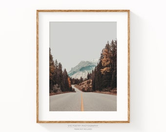 Mountain Road Fine Art Landscape Photography Print, Banff Nature Wall Art Print, Rustic Home Decor