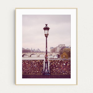 Pont Des Arts Photo, Paris Print, Paris Bridge on the Seine, Paris Decor, Pink Wall Art, 8x10 Travel Photography Print