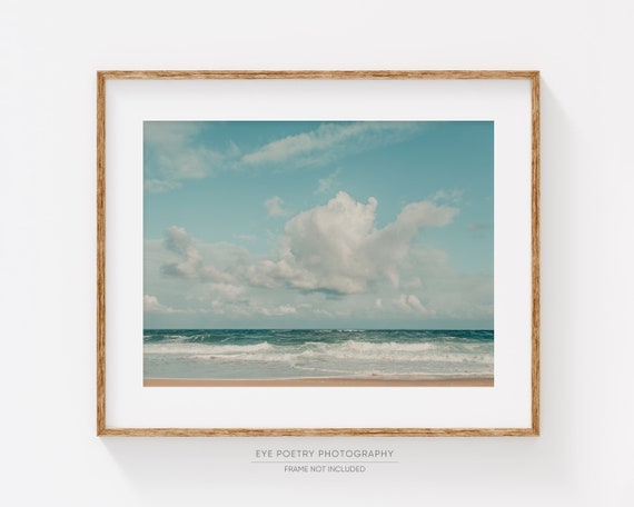 Clouds Over Zuma Beach Print, Ocean Landscape Photography, Malibu California Wall Art, Surf Art, Beach Decor