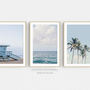 Láminas de playa, Arte mural de playa, Galería de pared, Juego de 3 láminas, Arte surfero, Láminas costeras, Fotografía oceánica, Arte mural azul