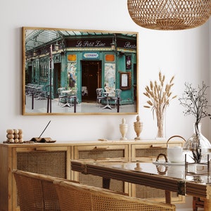 Le Petit Zinc Paris Photography, Cafe, St Germain Des Pres, Paris Print, Bistro Chairs, Art Nouveau, Green, Restaurant, 8x10 image 2