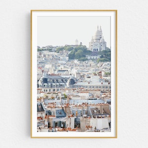 Paris Print Montmartre and Sacre Coeur City View, Paris Art, Travel Print, Paris Photography, Neutral Wall Art